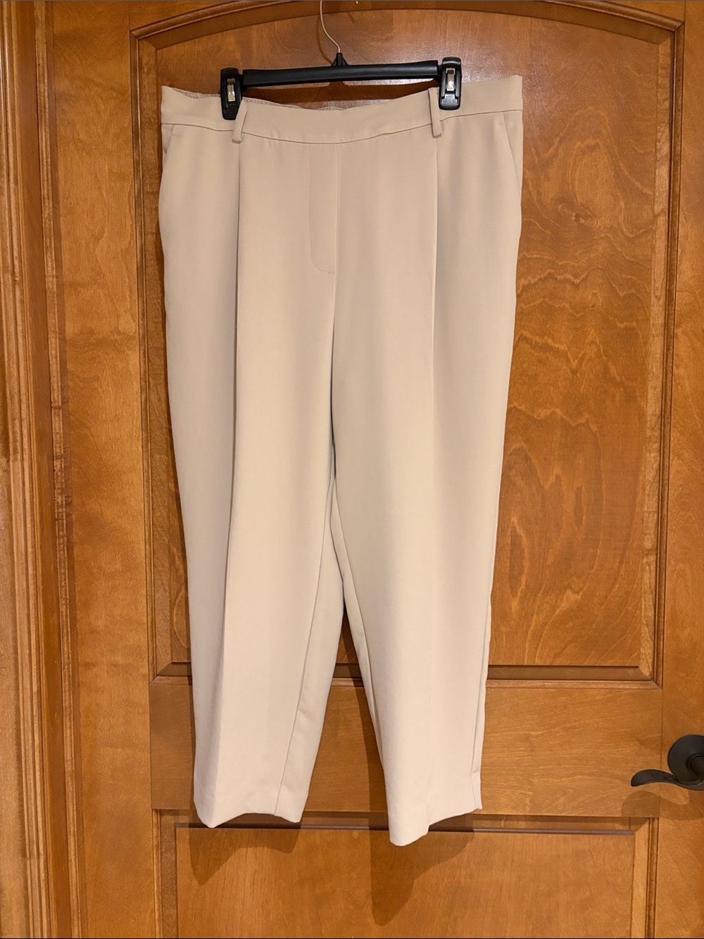 Women's Cream Straight Ankle Pull-On Dress Pants
